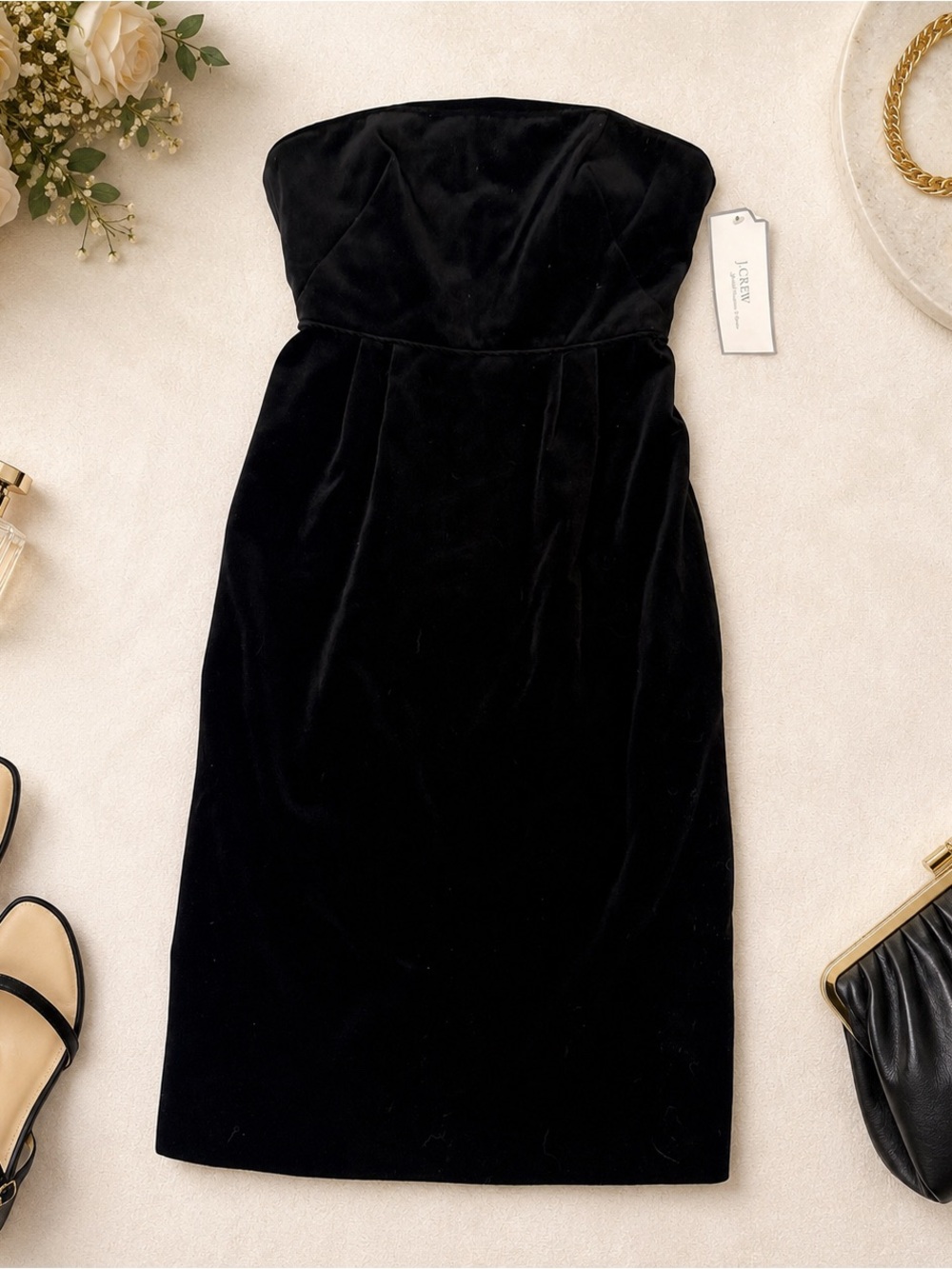 J.Crew Black Velvet Strapless Cocktail Dress NWT Sz 6
